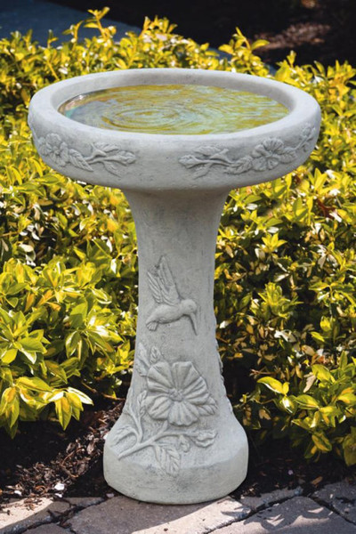 One Piece Humming Bird Bath Decorative Cement Flowers Design Statue